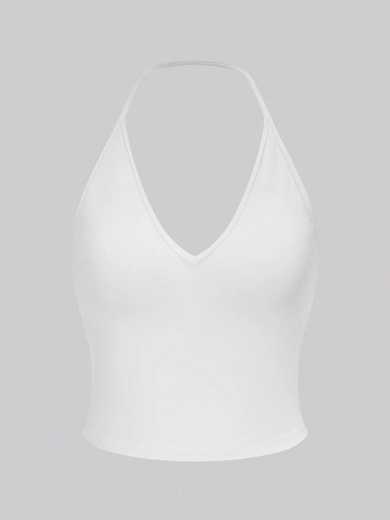 Sweetra 3pcs Solid Halter Top