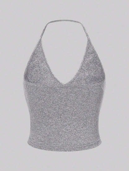 Sweetra 3pcs Solid Halter Top