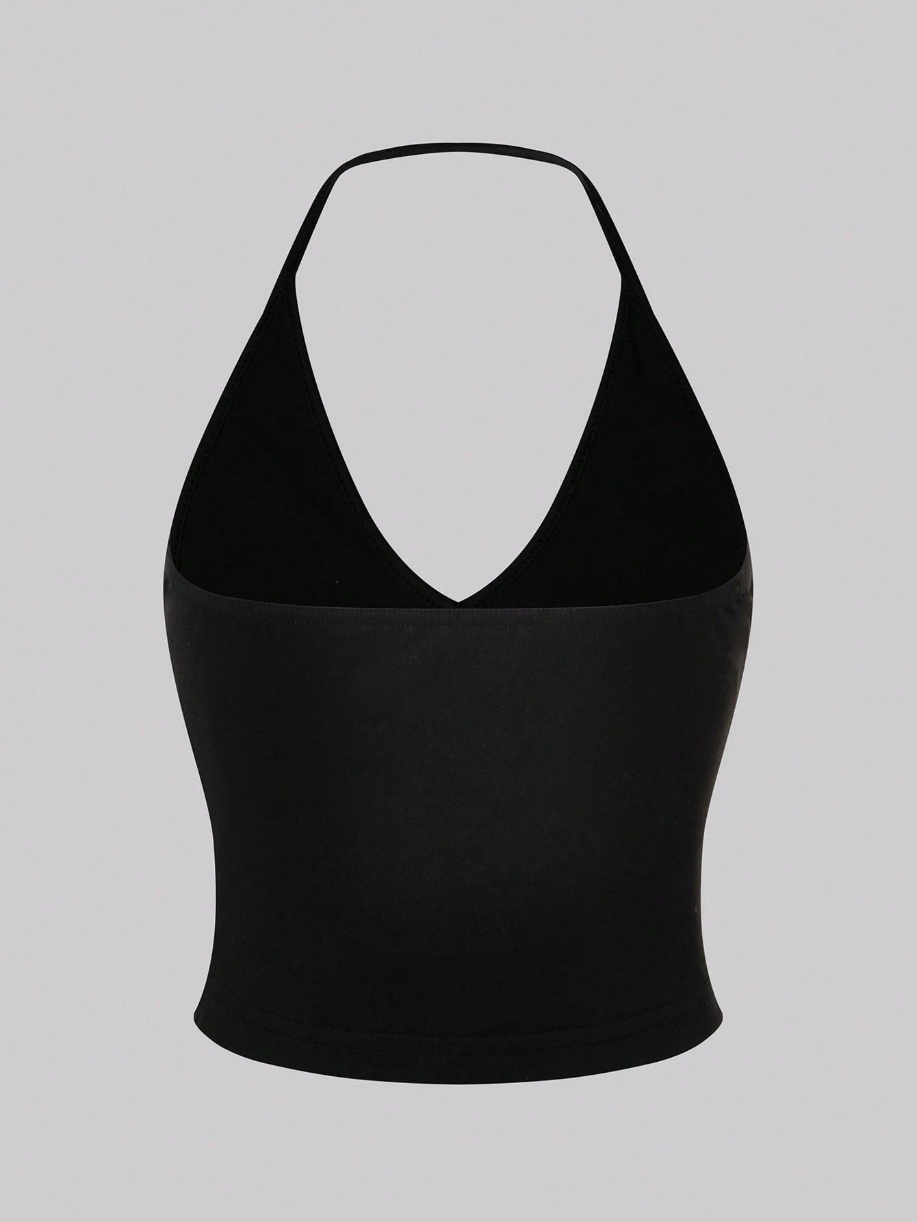 Sweetra 3pcs Solid Halter Top