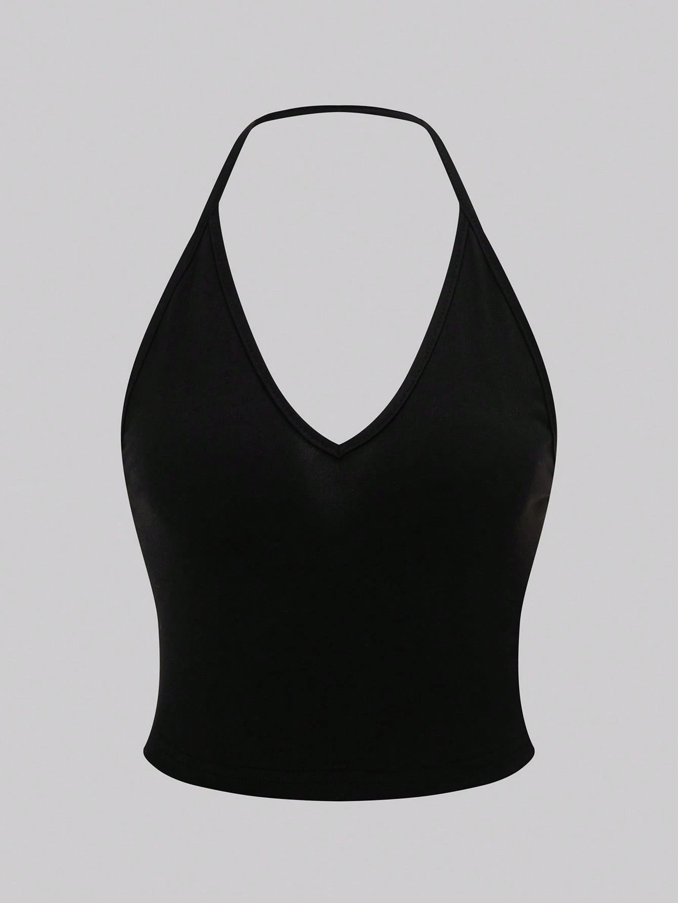 Sweetra 3pcs Solid Halter Top