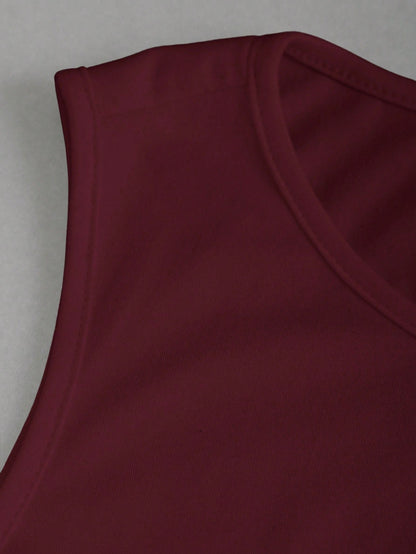 Sweetra Casual Solid Color Ruched Fitted Tank Top, Summer