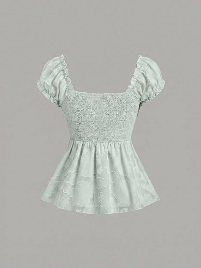 Sweetra Elegant Floral Embroidered Chiffon Blouse With Bow Tie, Sweet And Charming Summer Top For Women