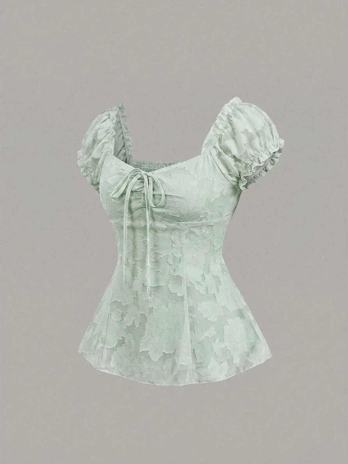 Sweetra Elegant Floral Embroidered Chiffon Blouse With Bow Tie, Sweet And Charming Summer Top For Women