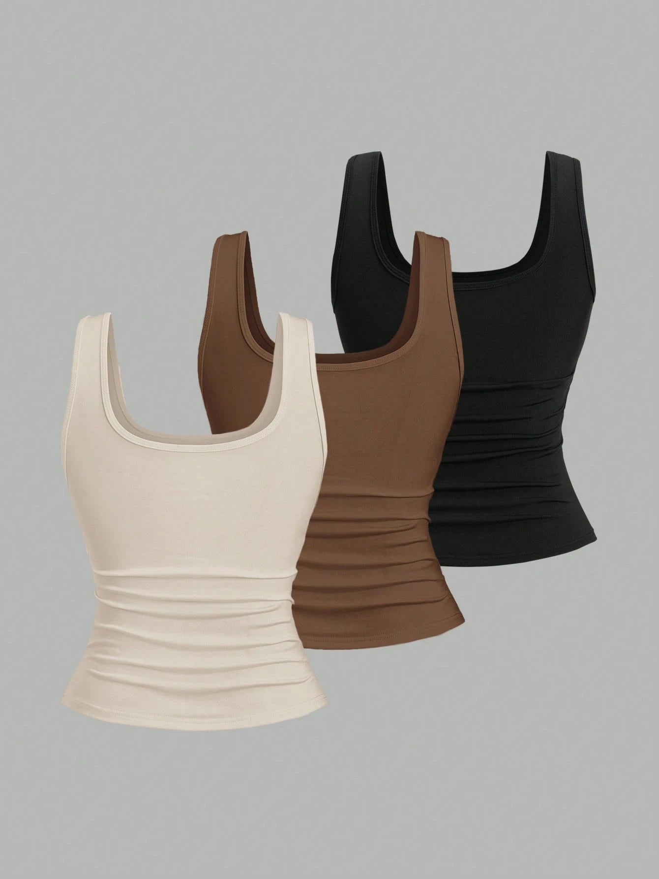 Sweetra Plus Size Women's Summer Short Square Neck Pleated Casual Tank Top