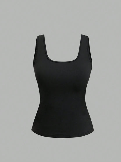 Sweetra Plus Size Women's Summer Short Square Neck Pleated Casual Tank Top