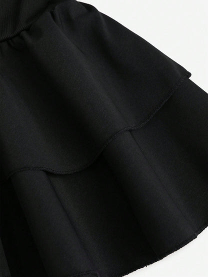 Sweetra Women's Black Summer 70s Club Party Knit & Woven Patchwork V-Neck Ruffle Backless Mini Dress With Ruched Waist,Elegant Casual Vacation Dress