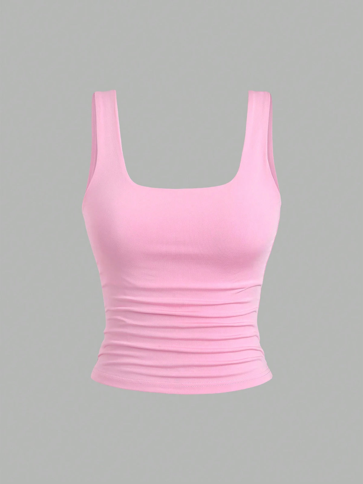 Sweetra Women's Casual Solid Color Ruched Tank Top, Summer