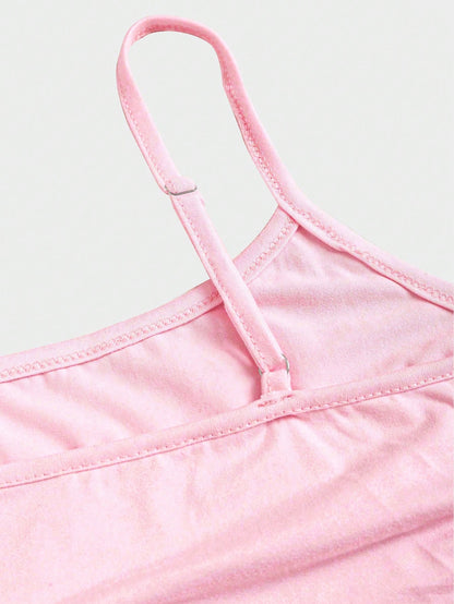 Sweetra Women's Pink Fitted Camisole, Slim Fit, Sleeveless Layering Crop Top