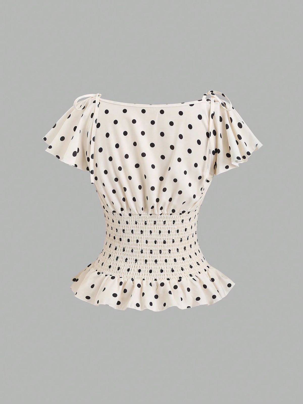 Sweetra Women's Polka Dot Pleated Casual Versatile Daily Wear Blouse