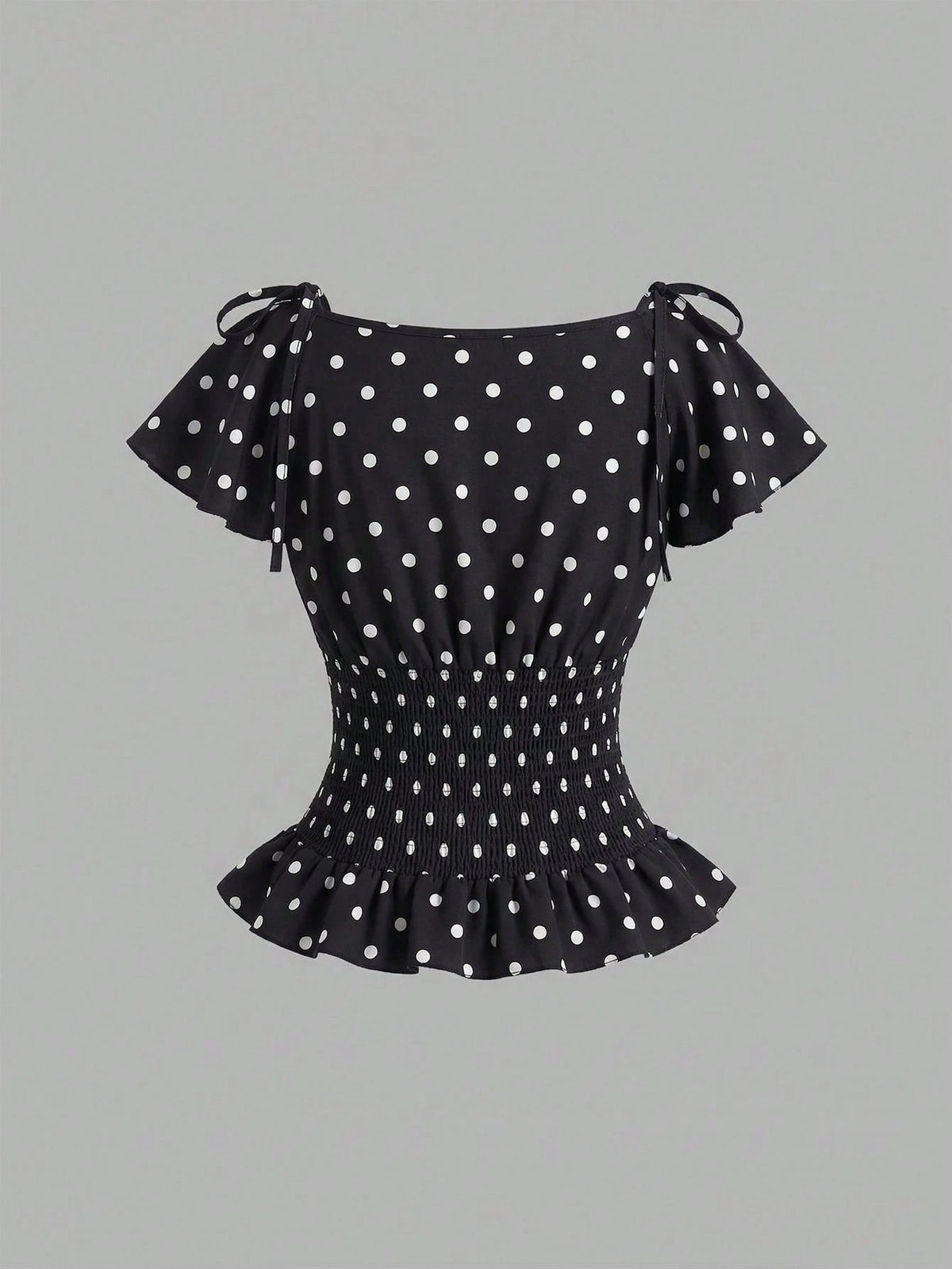 Sweetra Women's Polka Dot Pleated Casual Versatile Daily Wear Blouse