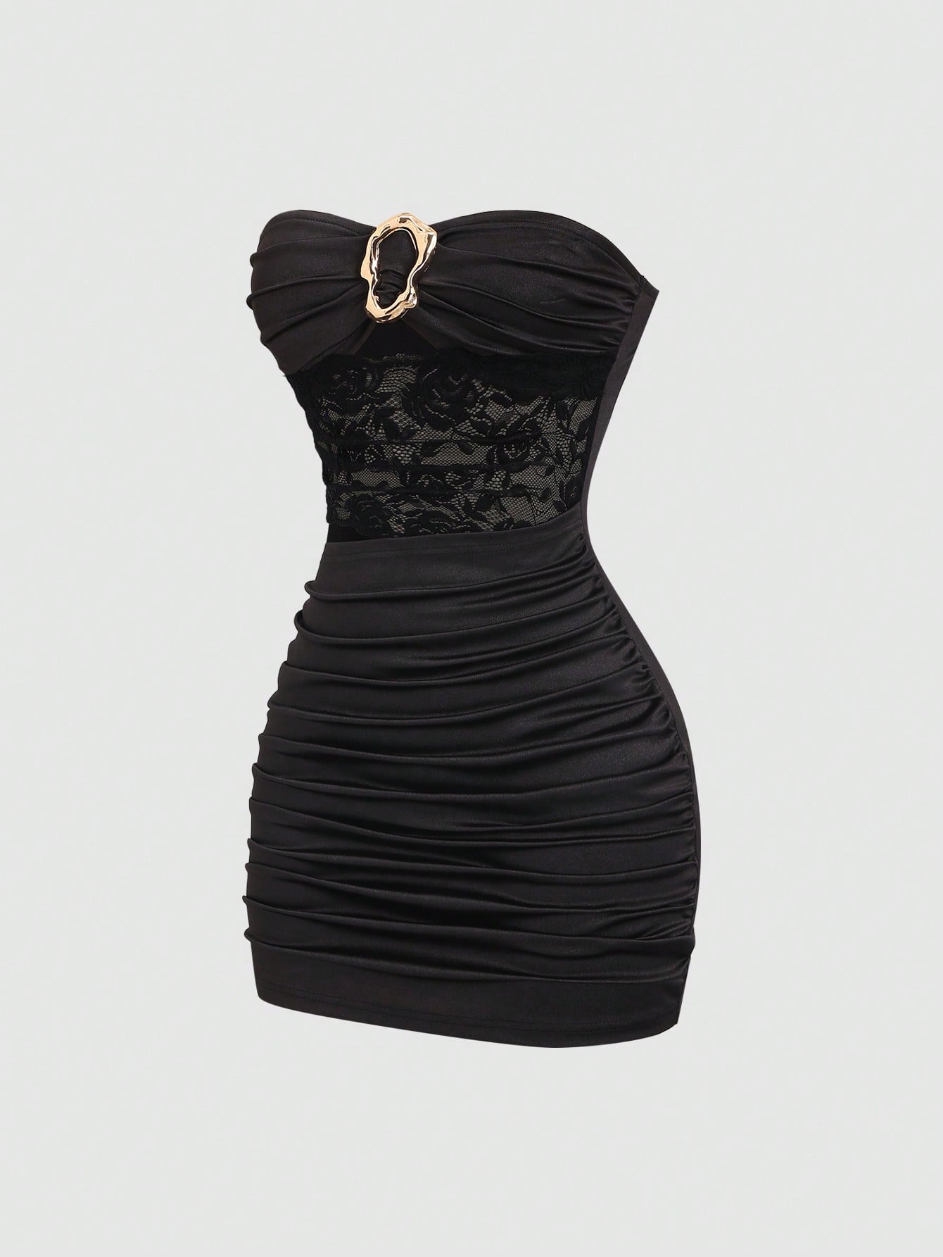 Sweetra Women's Sexy Fitted Strapless Mini Dress With Metal Buckle