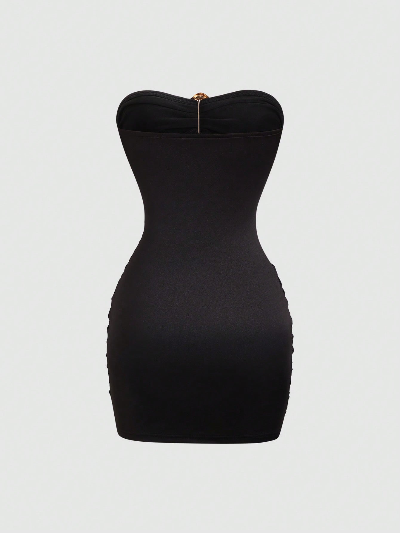 Sweetra Women's Sexy Fitted Strapless Mini Dress With Metal Buckle