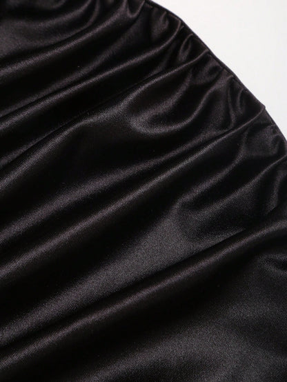 Sweetra Women's Sexy Fitted Strapless Mini Dress With Metal Buckle