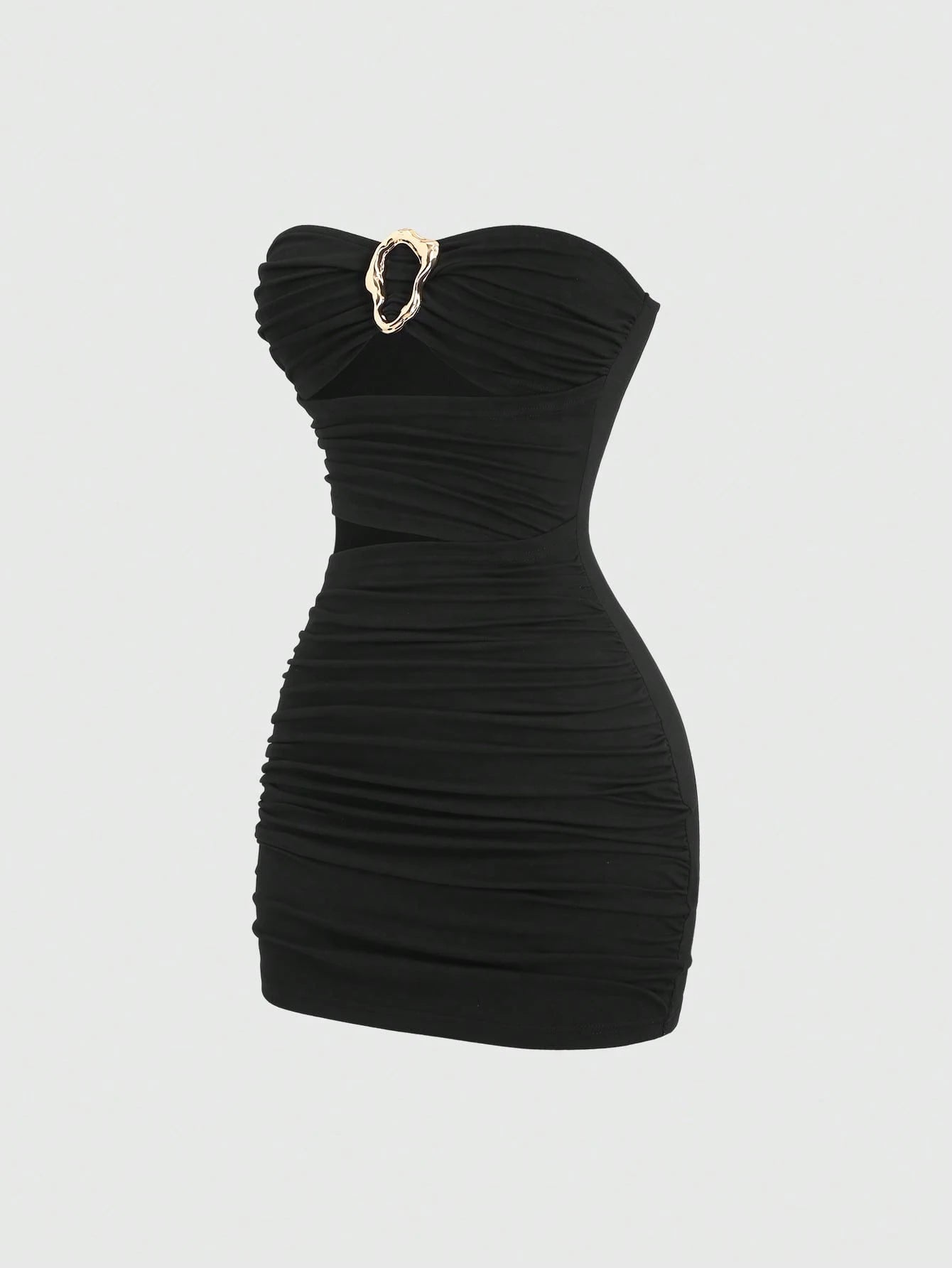 Sweetra Women's Sexy Fitted Strapless Mini Dress With Metal Buckle