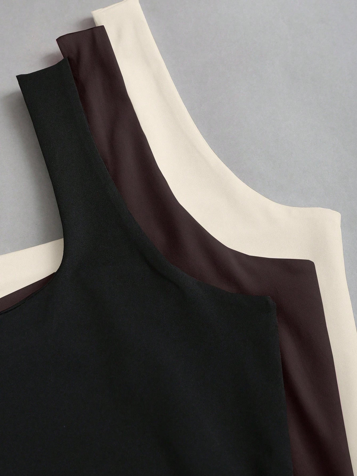 Sweetra Women's Solid Color Square Neck Pleated Fitted Casual Tank Top