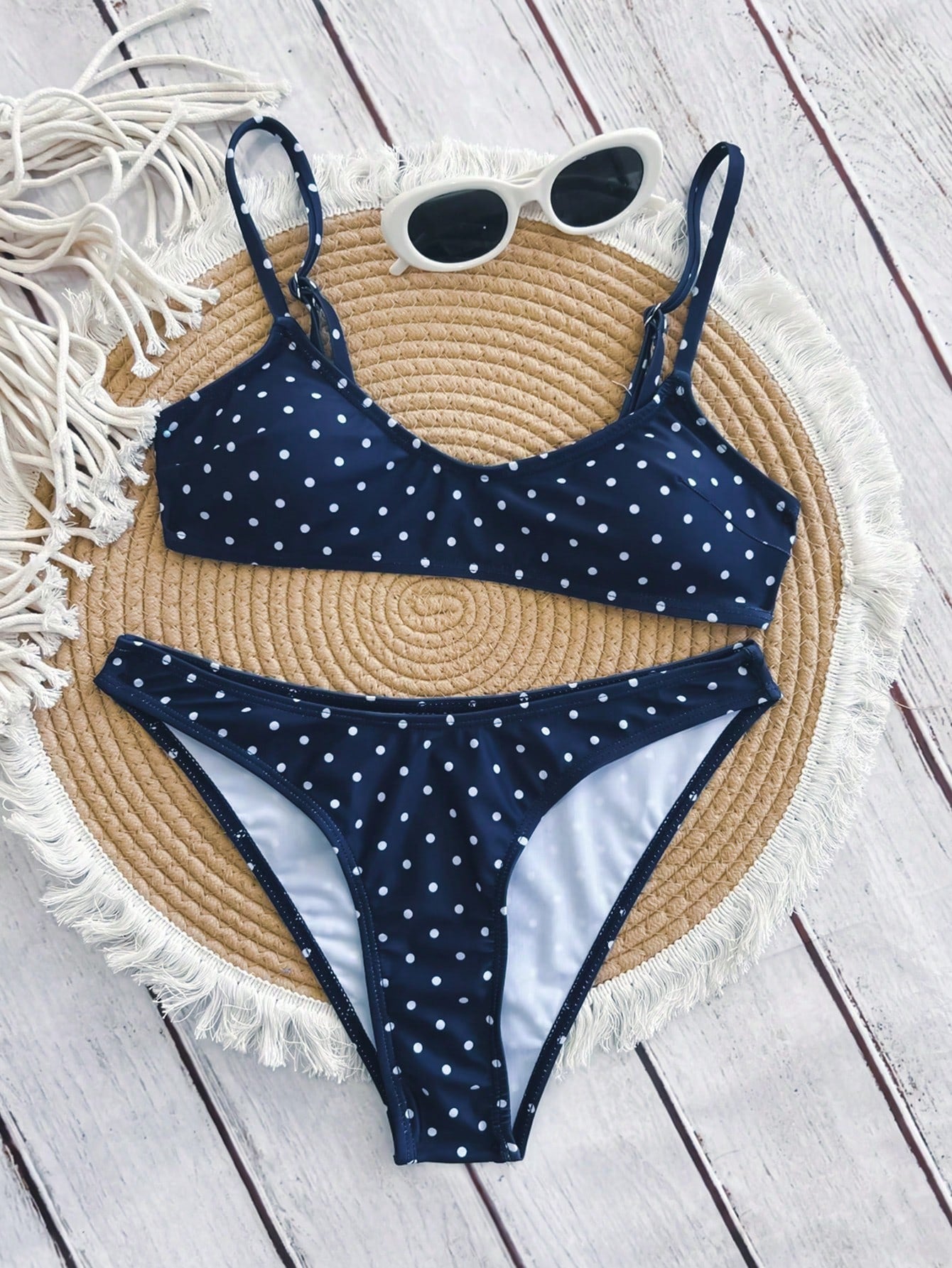 Swim 2pcs/Set Women's Fashionable & Cute Vacation Sexy Beach/Pool/Party Solid Color Adjustable Spaghetti Strap Micro Bikini Top And Bottoms Swimwear Set
