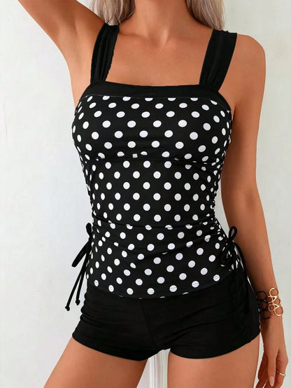 Swim Basics 2pcs/Set Women's Striped Tankini, Sexy Casual Party Swimsuit, European & American Style Sports Tankini