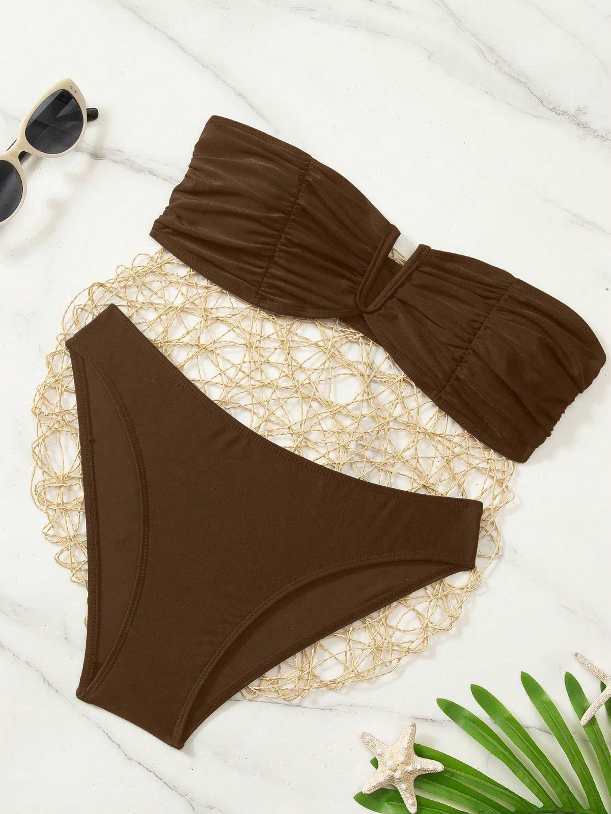 Swim Basics Solid Color Bikini Set For Beach Vacation Push Up Swimwear Push Up Swimsuits For Woman Bikinis Set For Women