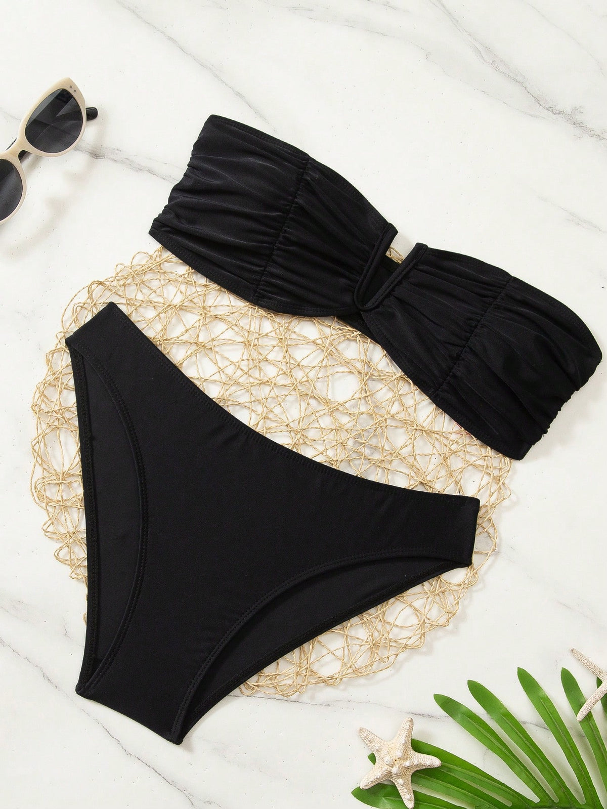 Swim Basics Solid Color Bikini Set For Beach Vacation Push Up Swimwear Push Up Swimsuits For Woman Bikinis Set For Women