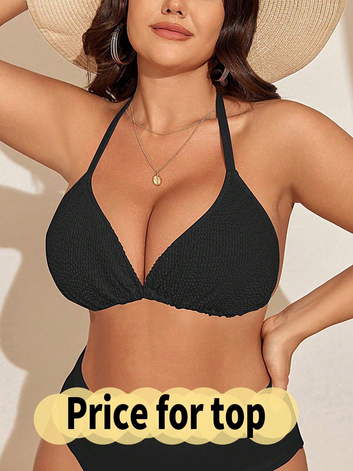 Swim Basics Summer Beach Plus Size Women's Swimwear Top With Ribbed Fabric Wedding