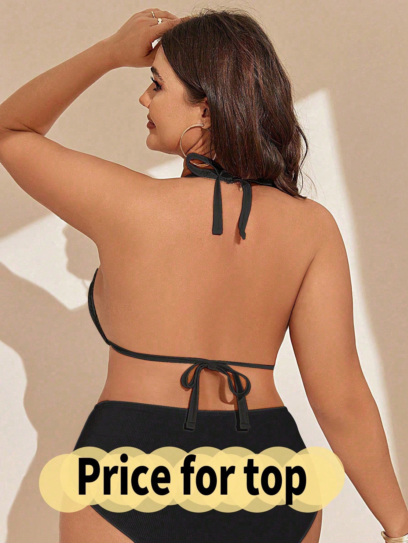 Swim Basics Summer Beach Plus Size Women's Swimwear Top With Ribbed Fabric Wedding