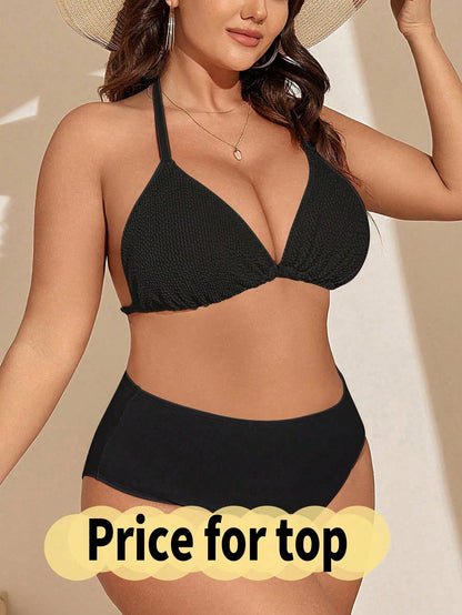 Swim Basics Summer Beach Plus Size Women's Swimwear Top With Ribbed Fabric Wedding