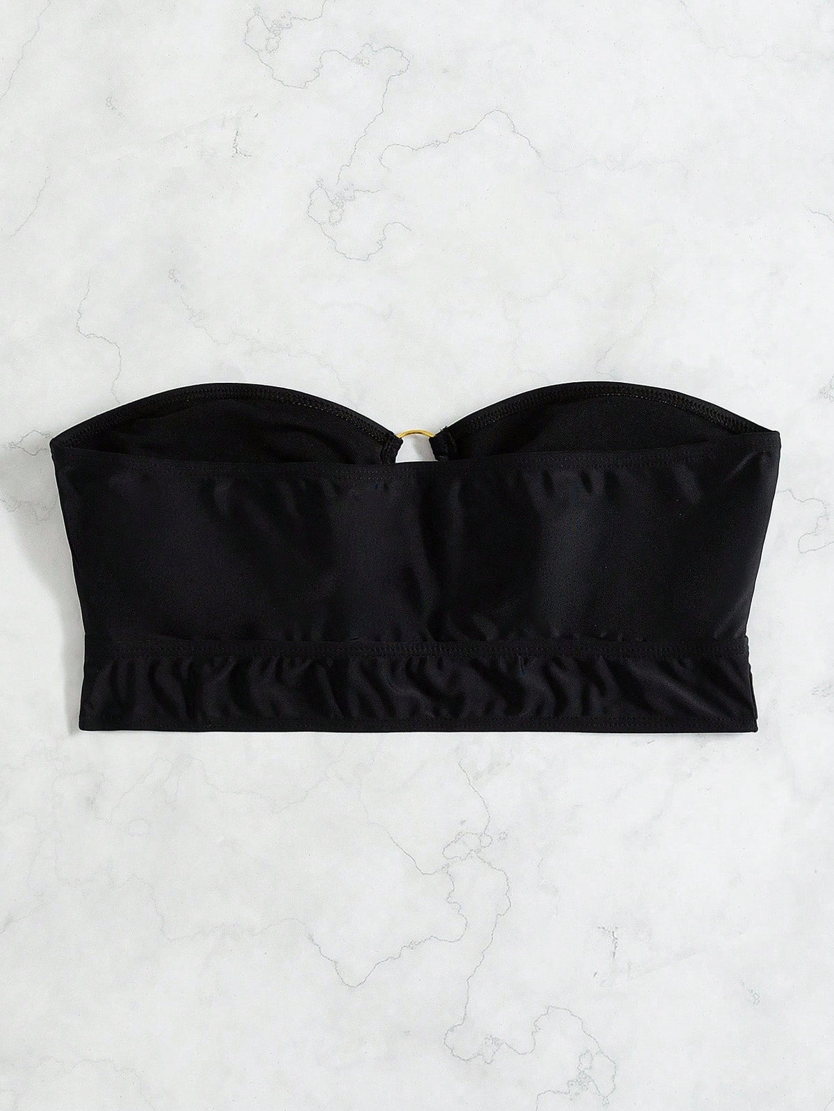 Swim Basics Summer Beach Ring Linked Bandeau Bikini Top