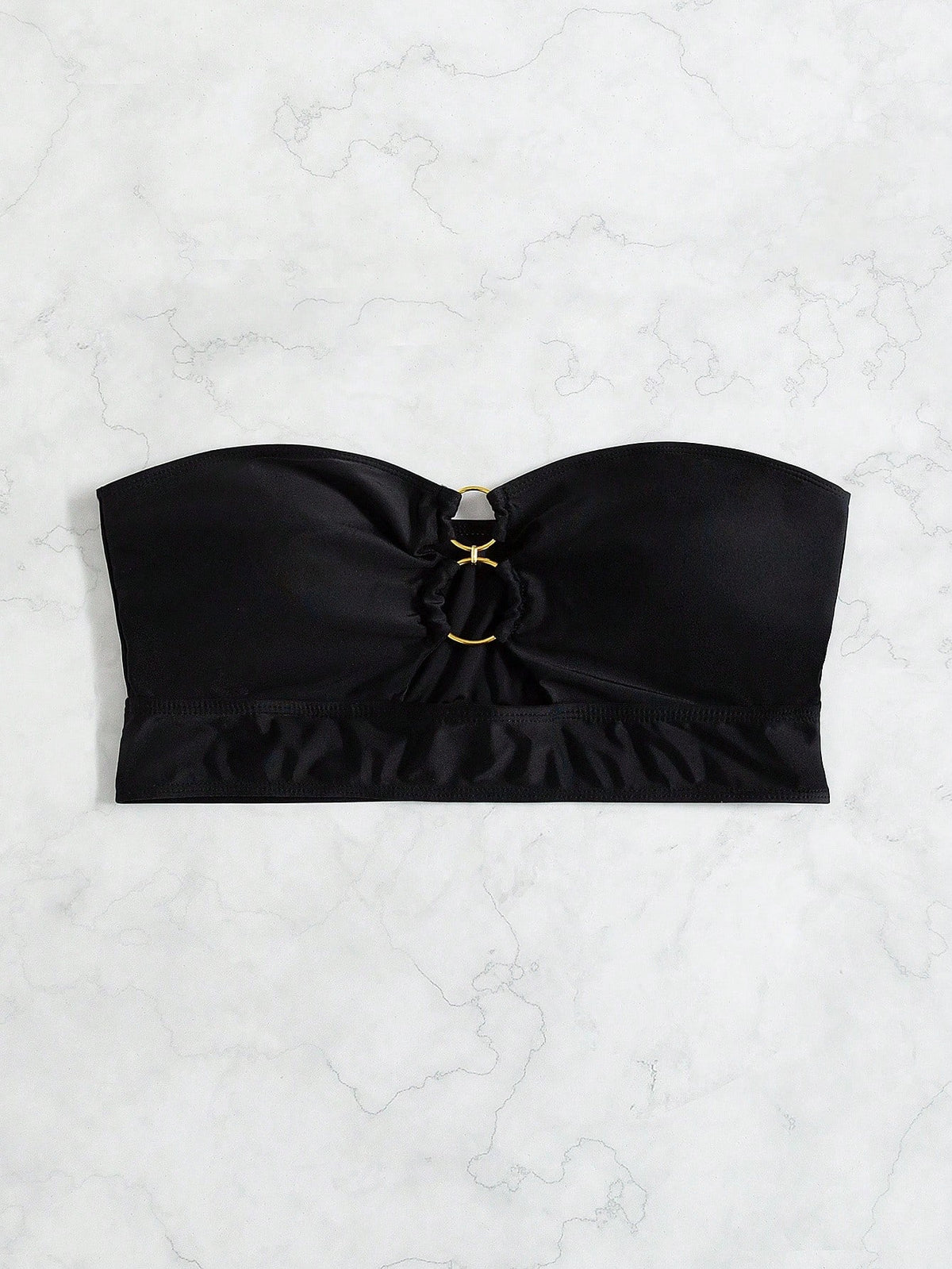 Swim Basics Summer Beach Ring Linked Bandeau Bikini Top