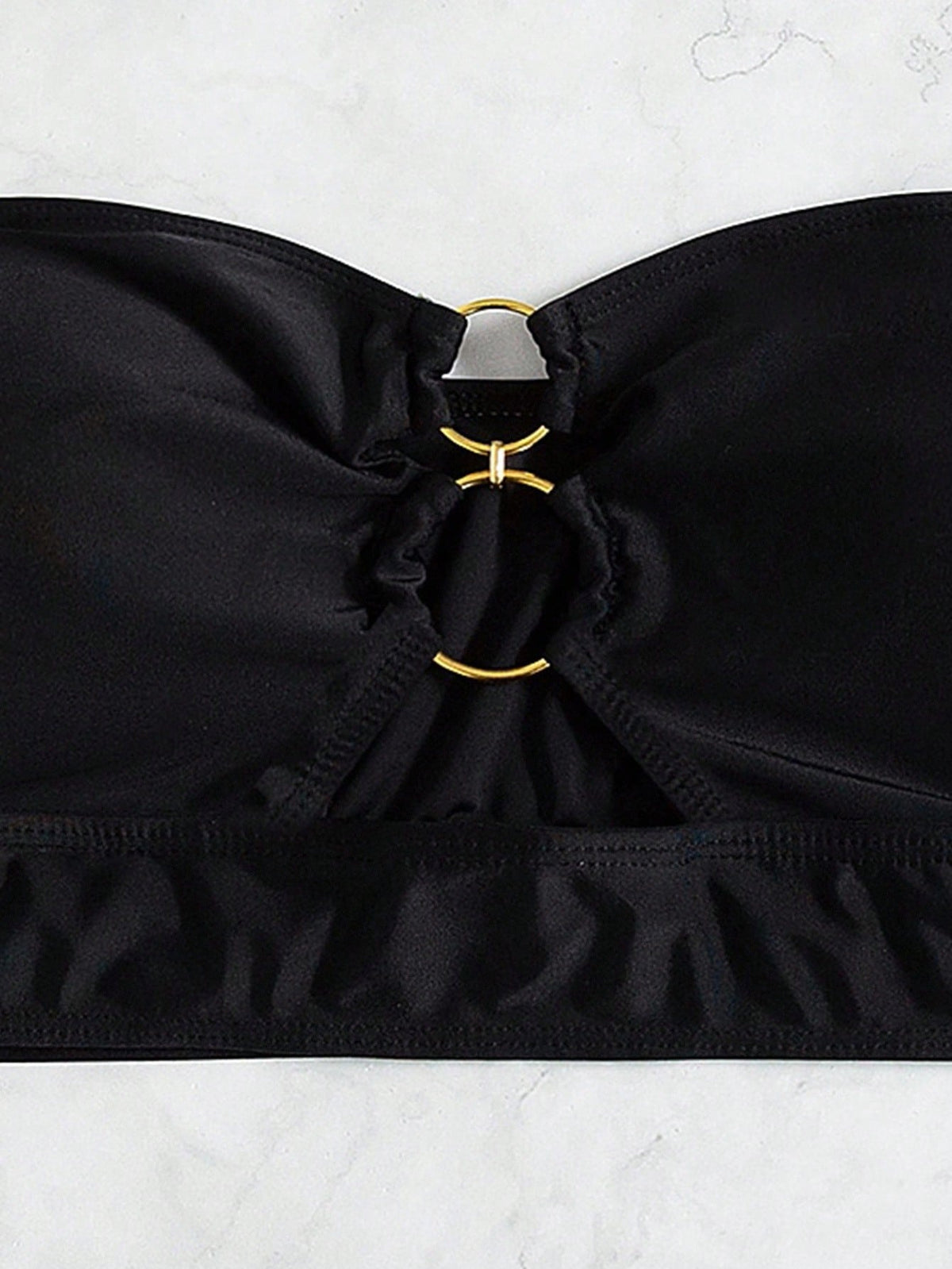 Swim Basics Summer Beach Ring Linked Bandeau Bikini Top