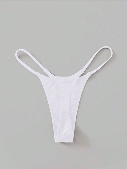 Swim Basics Summer Beach Solid Thong Bikini Bottom