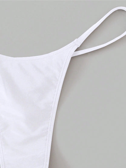 Swim Basics Summer Beach Solid Thong Bikini Bottom