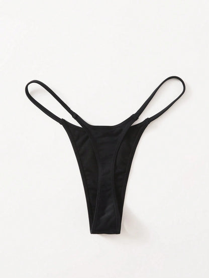 Swim Basics Summer Beach Solid Thong Bikini Bottom