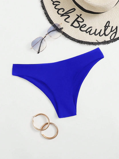 Swim Basics Women's Solid Color Bikini Bottom For Beach Holiday Pool Party Holiday Royal Blue Summer Sporty