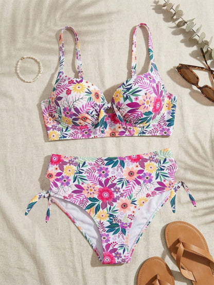 Swim Curve Plus Size Women Floral Print Beach Dress, Slimming & Supportive For Vacation