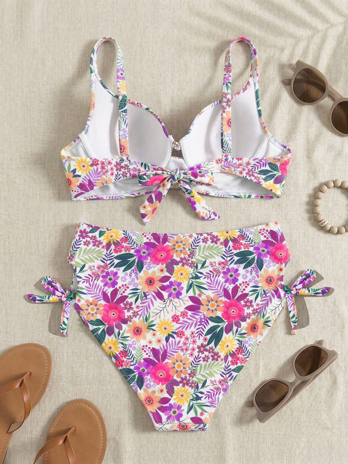 Swim Curve Plus Size Women Floral Print Beach Dress, Slimming & Supportive For Vacation