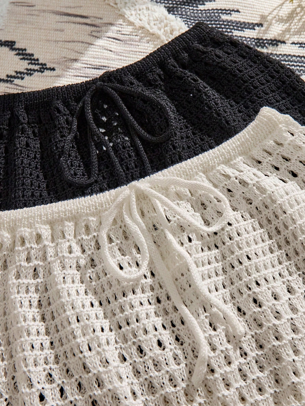 Swim Glamine Hollow Knit Skirt And Top 2 Pieces Set