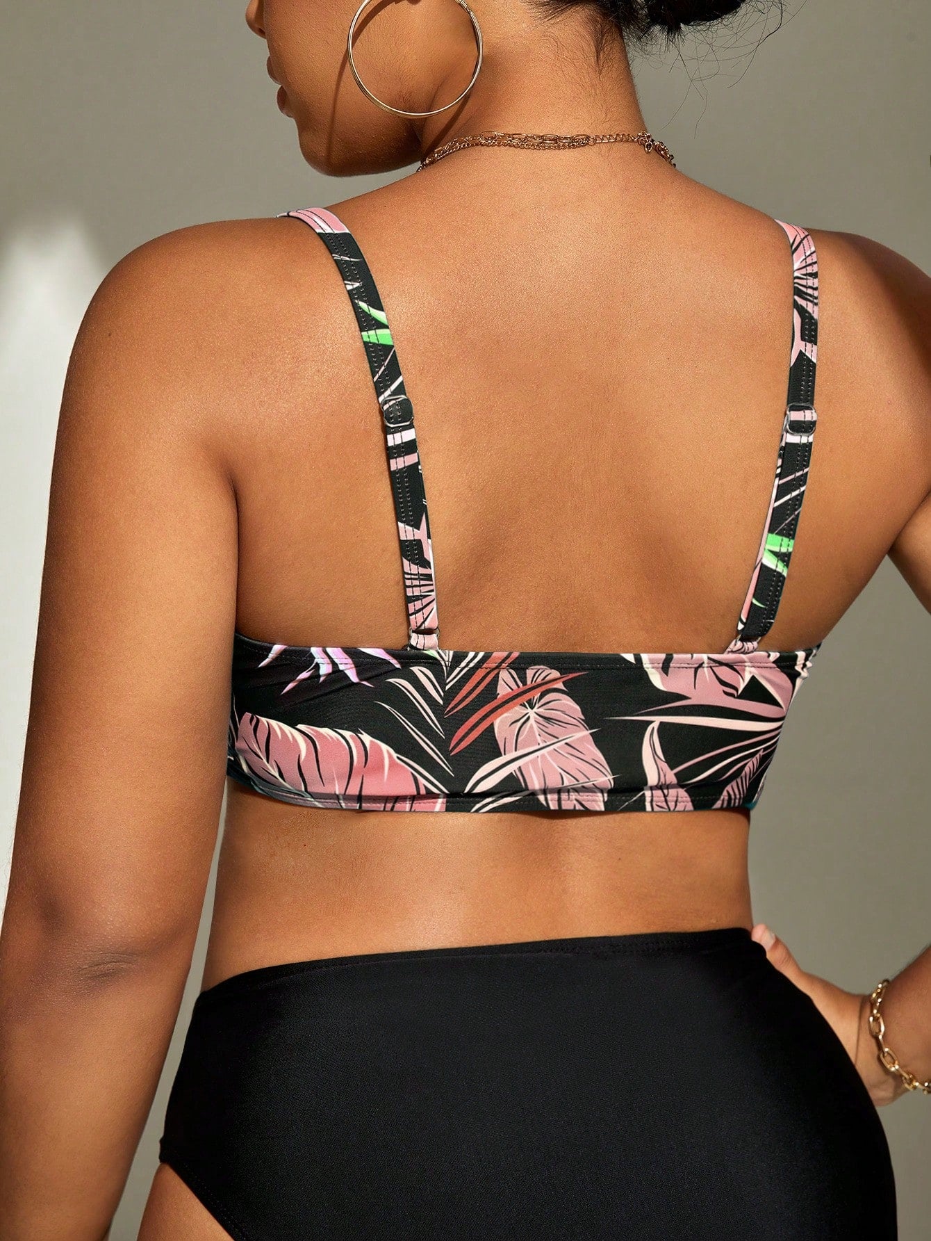 Swim Lushoire 1pc Plus Size Women Random Print Cami Separate Fashionable Casual Beach Vacation Swimwear Top For Summer