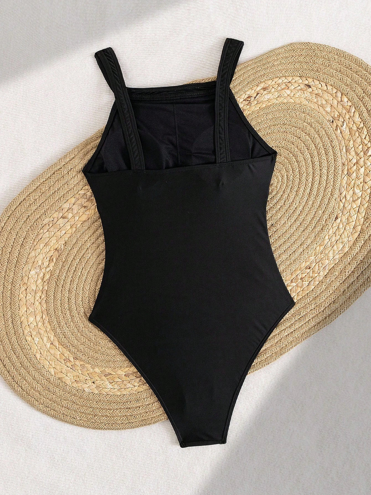 Swim Lushoire 1pc Solid Color Ruched Tummy Control One-Piece Swimsuit For Women For Summer Beach Vacation