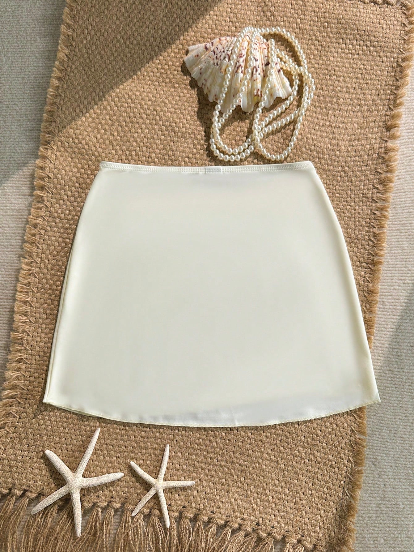 Swim Lushoire 1pc Women's Beach Vacation Stylish Sexy Solid Color Side Starfish Decor Slit Cover-Up Tunic For Summer