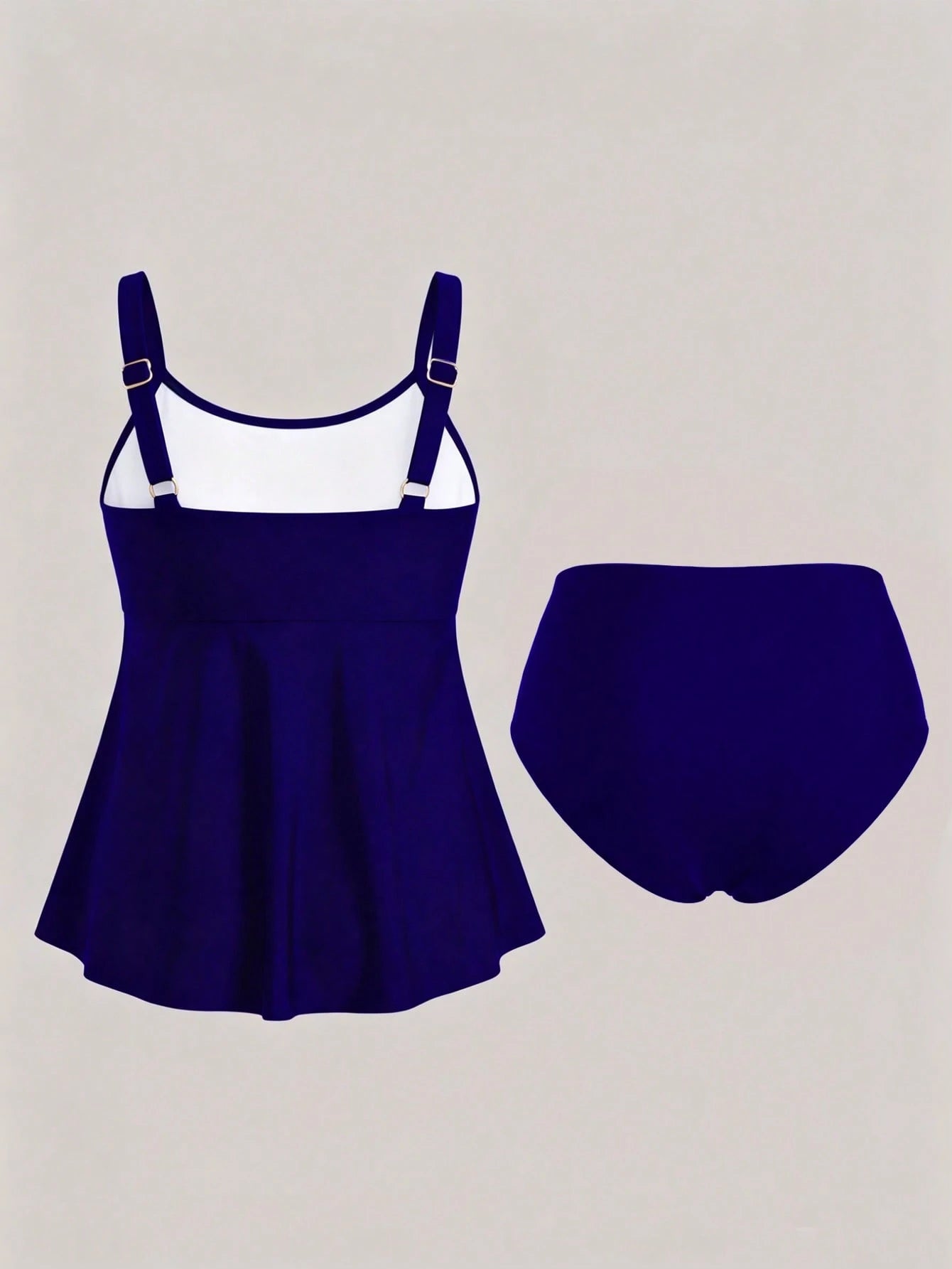 Swim Lushoire Plus Size Women 2pcs Solid Color Mesh Patchwork Tummy Control Casual Vacation Tankini Swimwear