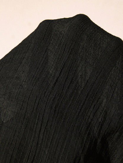 Swim Lushoire Plus Size Women Kimono Robe, Lightweight, Slit, Fringe Trim, Loose Fit, Tie Waist, Black, Mature, Vacation, Beach Wear