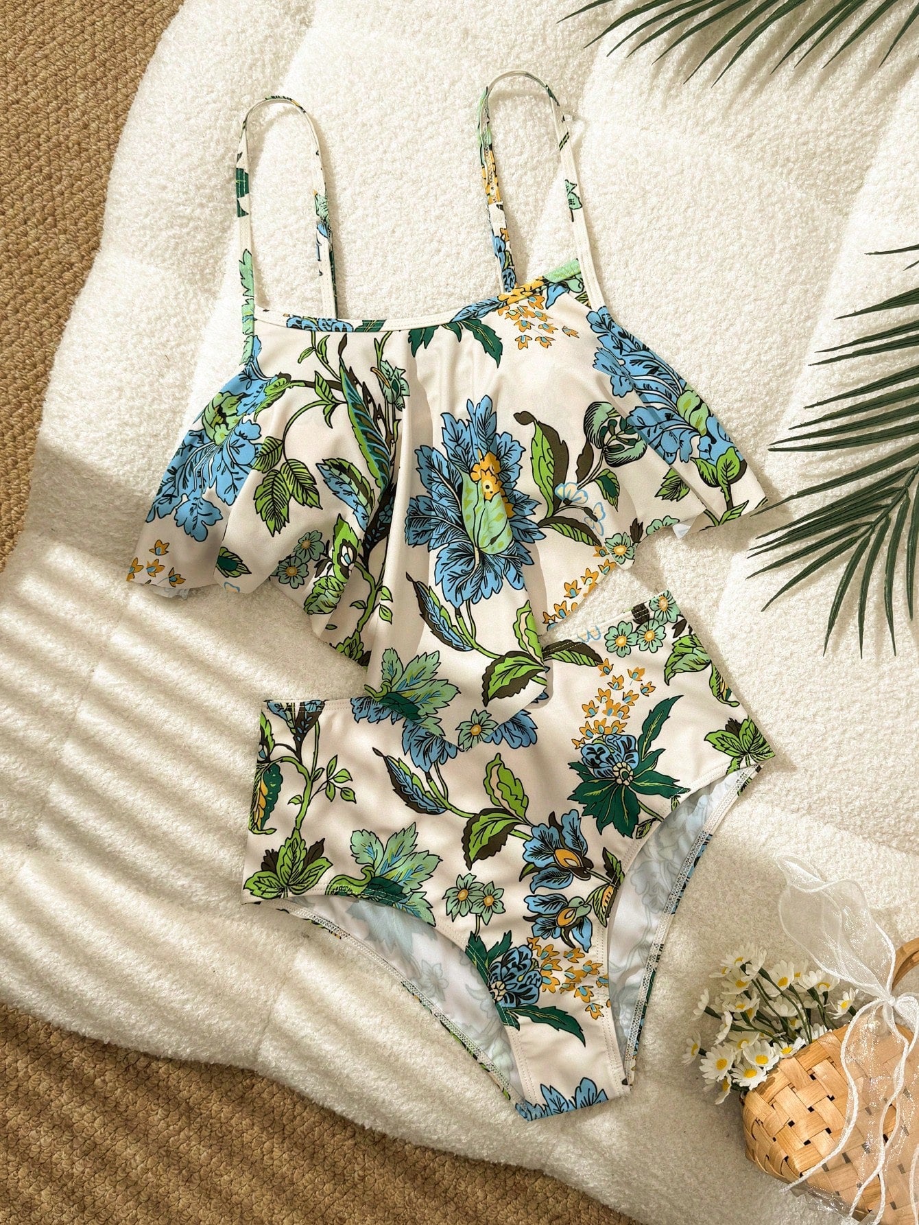 Swim Lushoire Summer Beach Women's Mono Color Tassel Hem Cami Bikini Set With Printed Underwear & Waistband Tankini Swimsuitswimwear For Ladies