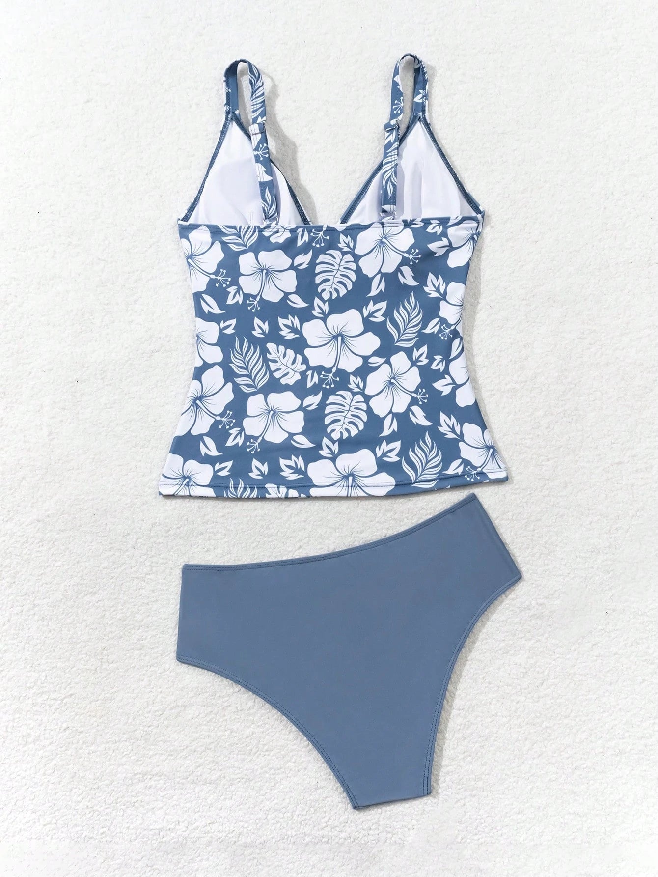 Swim Lushoire Summer Women's V-Neck Flower Print Slimming Beach Holiday Camisole Spaghetti Strap Top Bikini