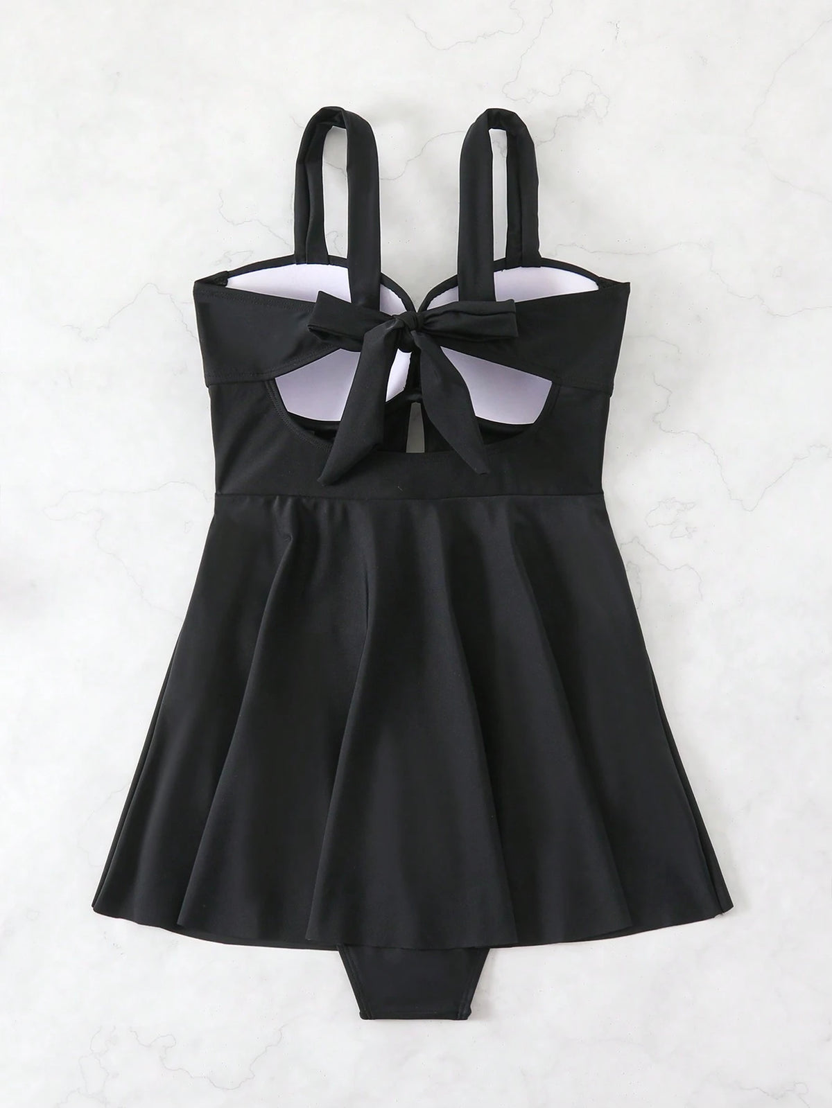 Swim Lushoire Women Beach Dress, Solid Cross Wrap Ruched Tummy Control Hollow Shoulder Elegant Swimwear For Summer Beach Vacation