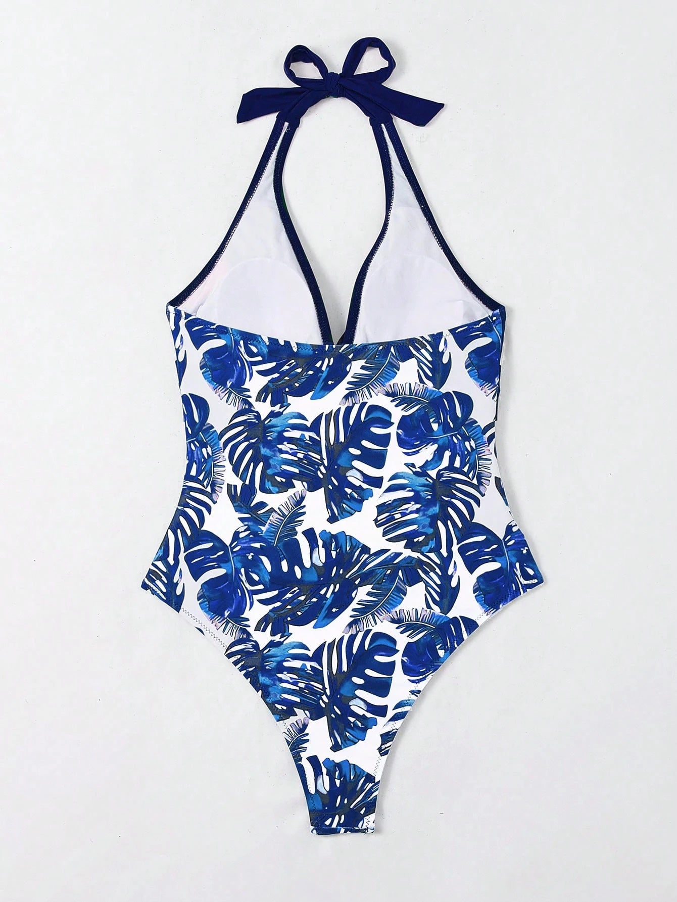 Swim Lushoire Women Floral Print Backless Halter One-Piece Swimsuit, Random Print For Summer Beach Vacation