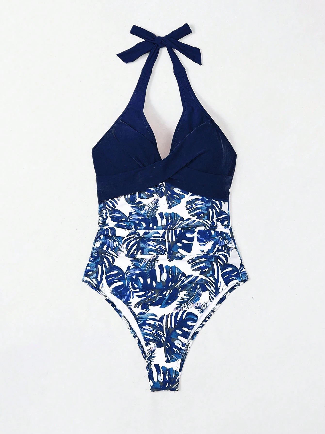 Swim Lushoire Women Floral Print Backless Halter One-Piece Swimsuit, Random Print For Summer Beach Vacation