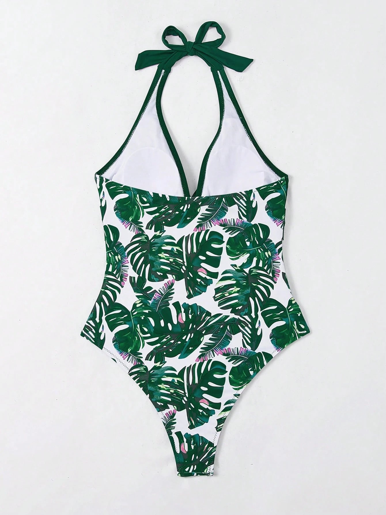 Swim Lushoire Women Floral Print Backless Halter One-Piece Swimsuit, Random Print For Summer Beach Vacation