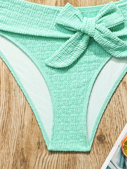 Swim Lushoire Women's Solid Color Halter Neck Bikini Set,Mint Green 2 Pieces Summer Casual Holiday Vacation Swimwear For Beach