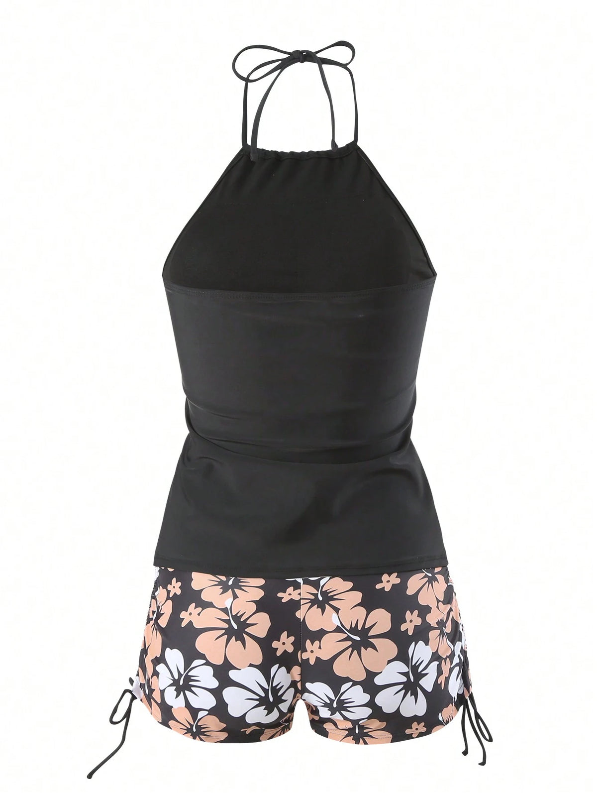Swim Lushoire Women's Summer Vacation Beach Floral Print Halter Tankini Set