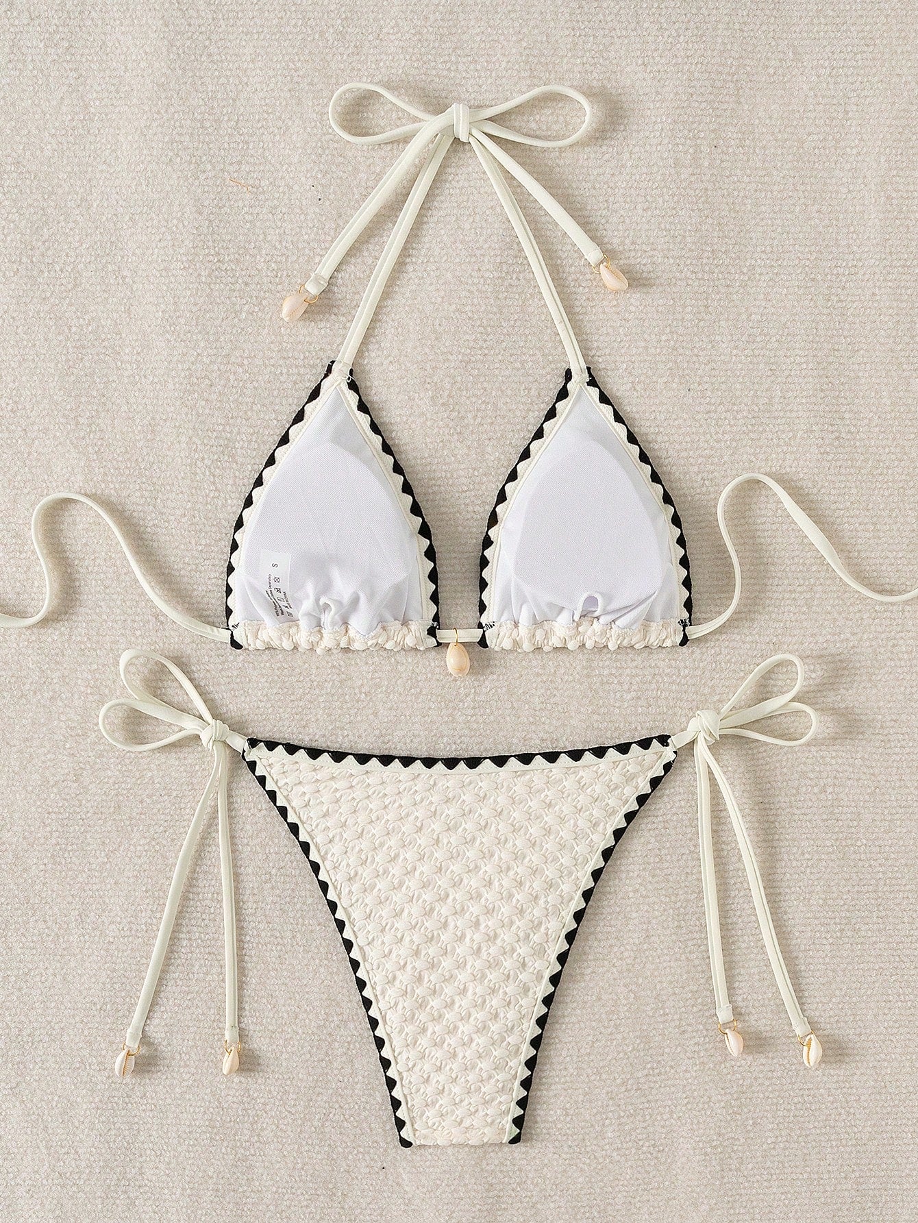 Swim Mod Ladies Halter Neck Summer Beach Swimwear Set, Fashionable Bra And Tie-Side Bikini Bottoms, Separate Bikini